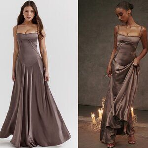 HOUSE OF CB 'Anabella' Smoke Lace Up Maxi Dress NWOT